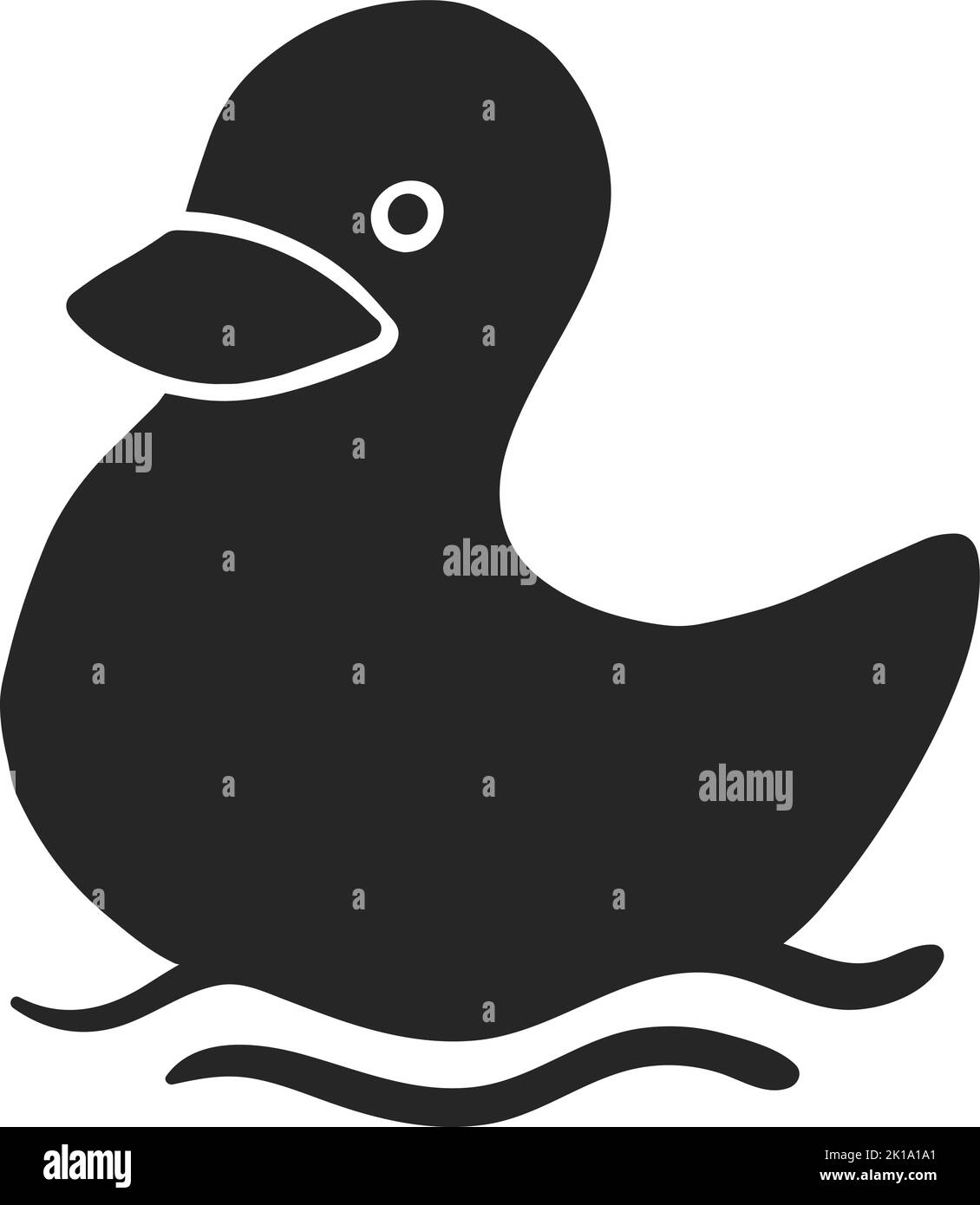 Hand drawn icon rubber duck bath toy. Vector illustration Stock Vector