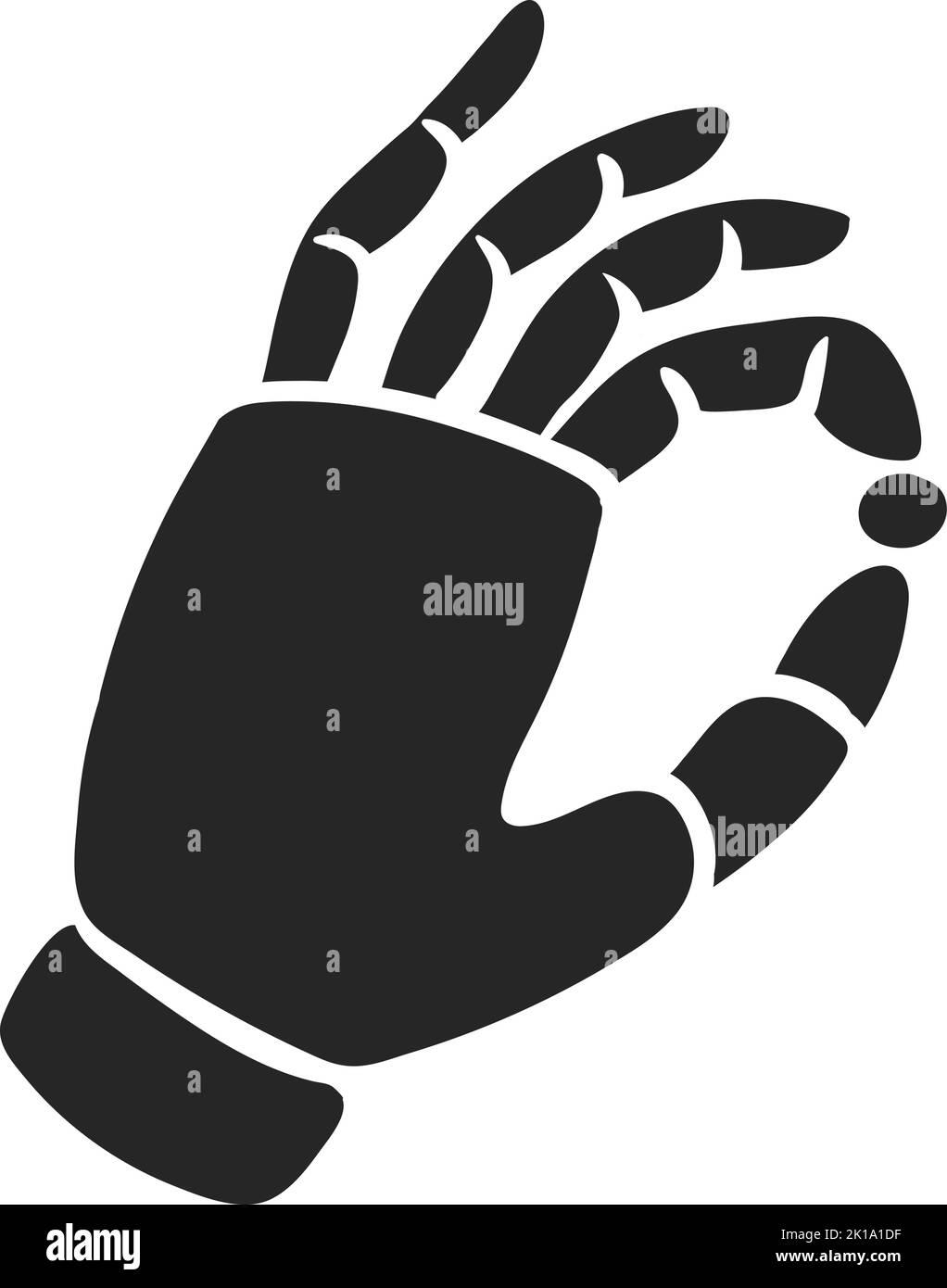 Hand drawn robotic arm holding small object vector illustration Stock ...