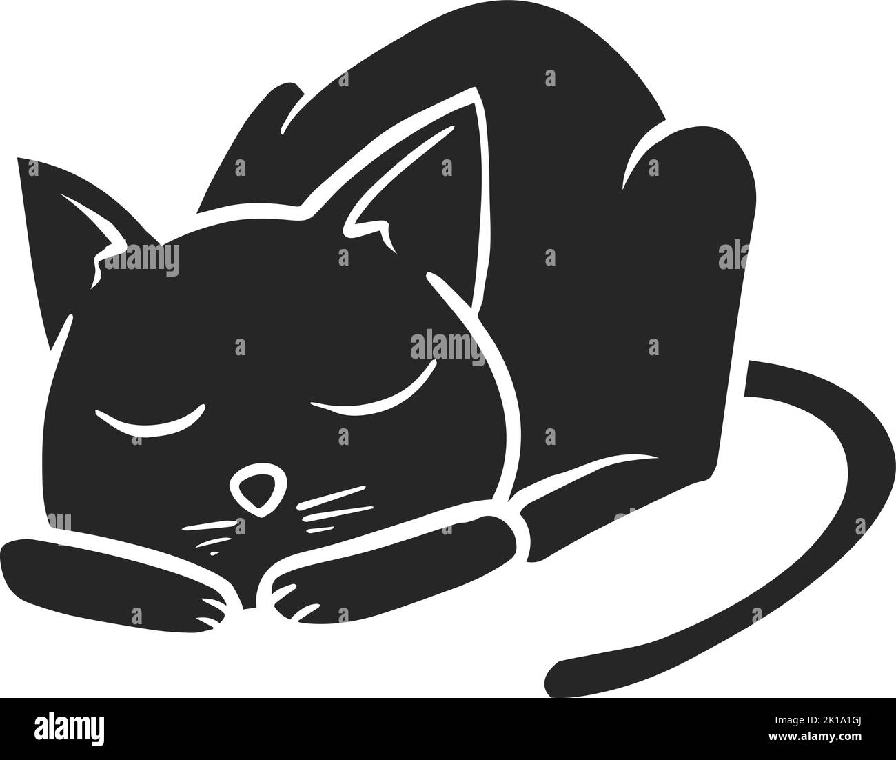 Cats silhouettes on white. Elegant cat icons, funny cartoon