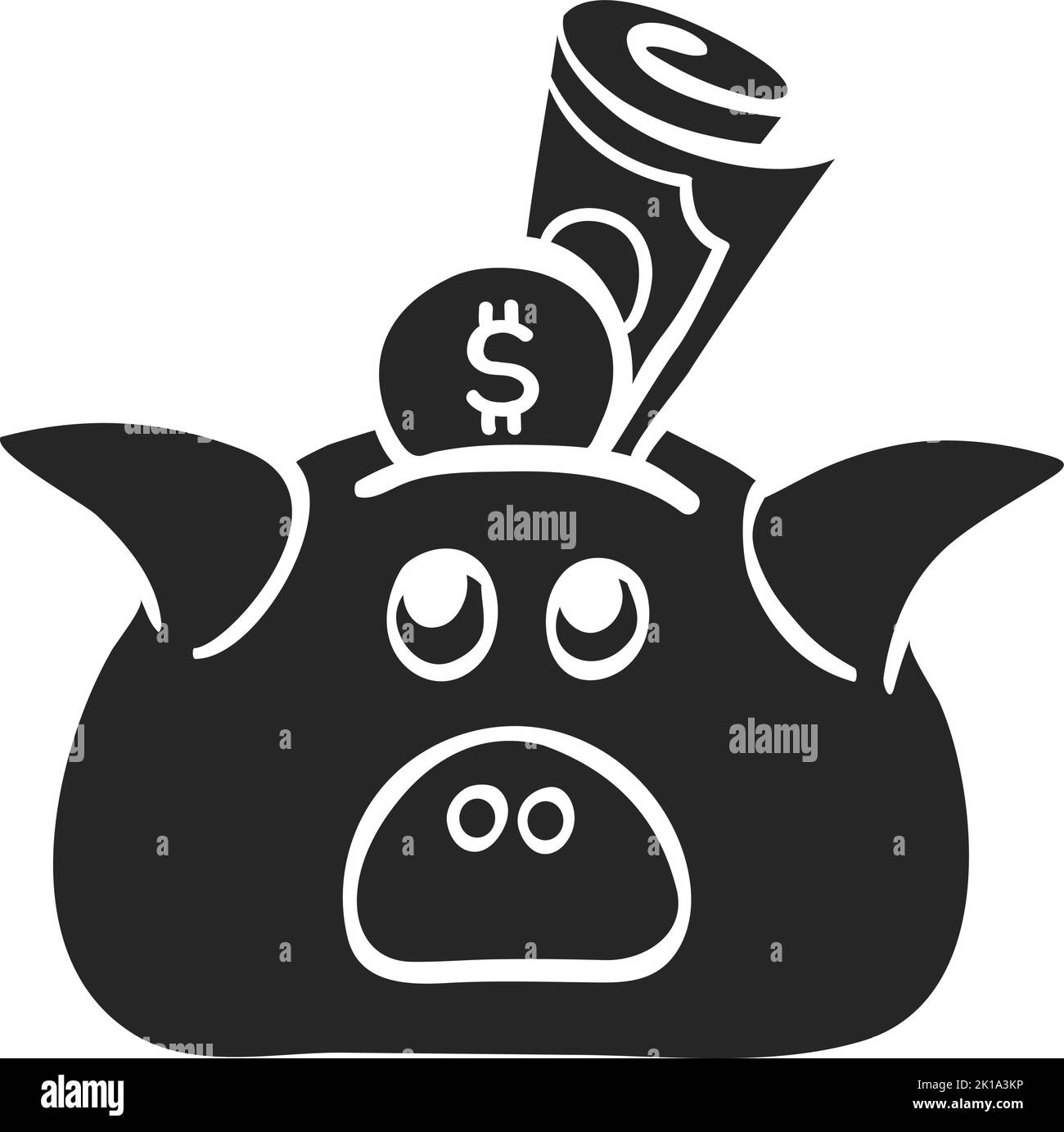 Coin Pig Design Hand drawn Coin piggy bank vector illustration Stock Vector Image & Art ...