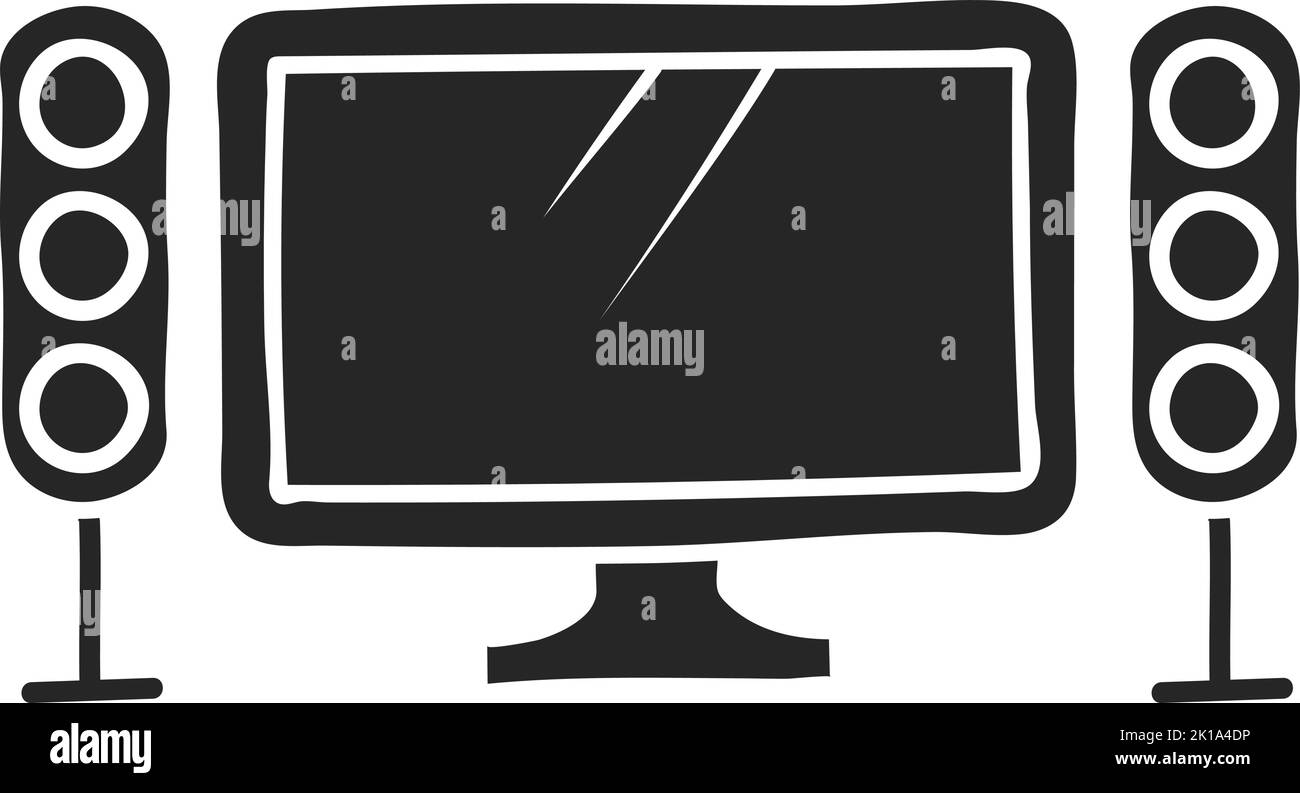 hand-drawn-home-theater-vector-illustration-stock-vector-image-art