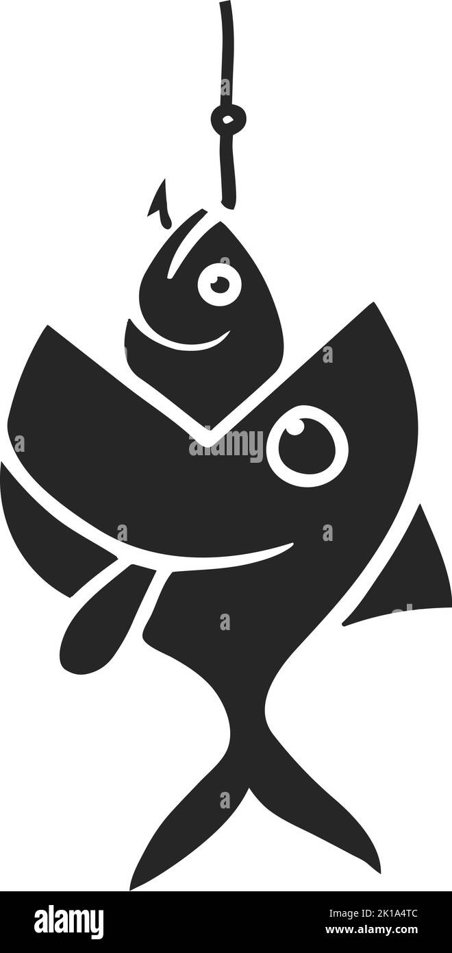 Hand drawn fish eating bait vector illustration Stock Vector