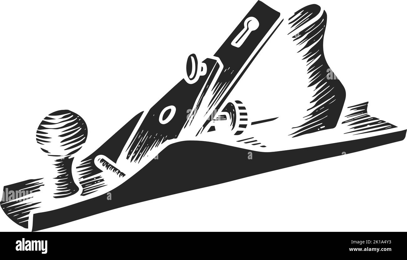 Hand drawn hand plane icon woodworking tool vector illustration Stock ...