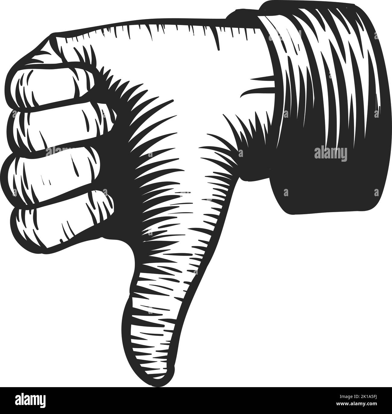 Hand drawn thumb down hand in retro sketch vector illustration Stock Vector Image & Art Alamy
