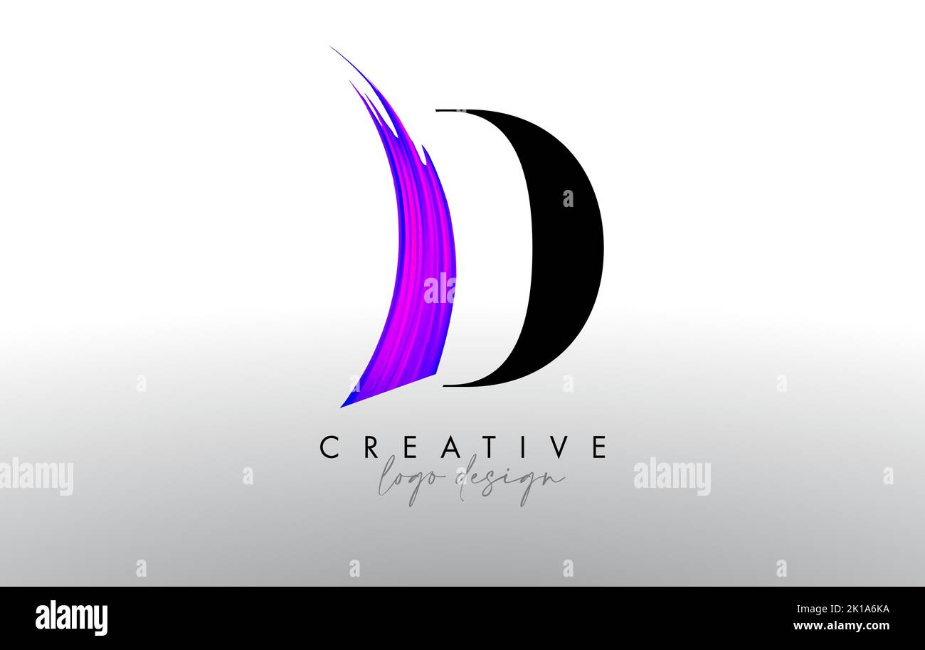 Brush Letter D Logo Design with Creative Artistic Paint Brush Stroke ...