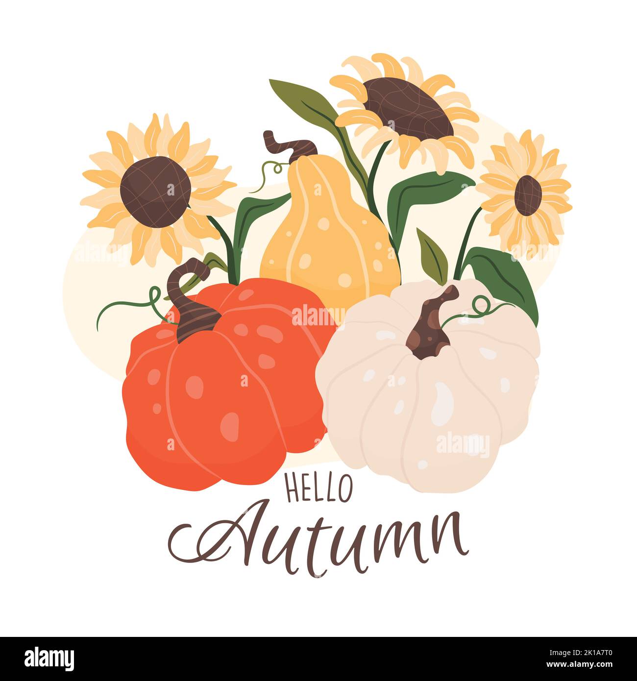 Hello Autumn greeting card concept. Vector illustration Stock Vector ...