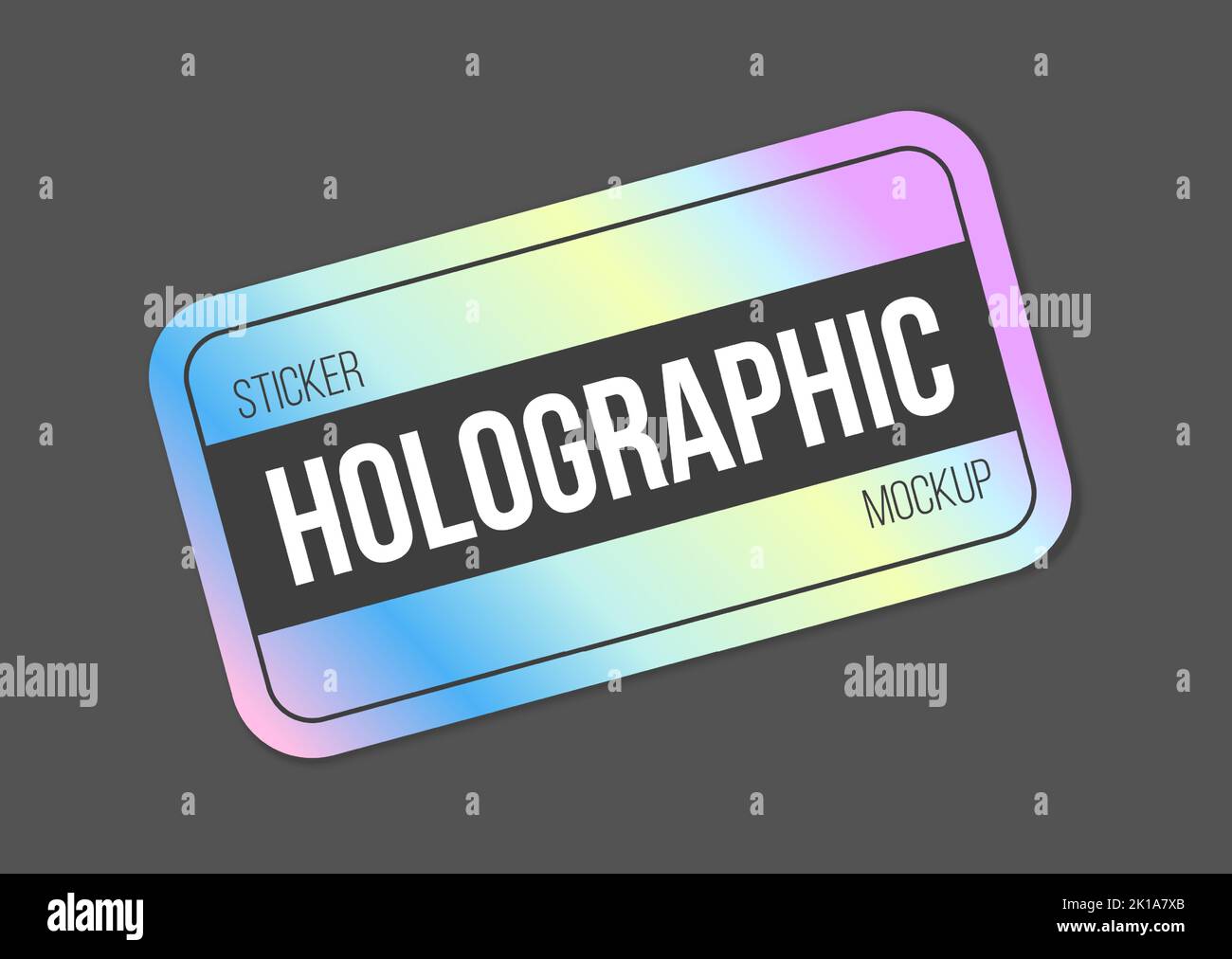 Holographic stickers. Holography gloss shapes. Vector gradient labels mockup Stock Vector