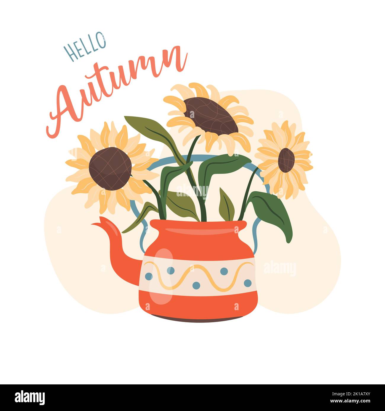 Hello Autumn greeting card concept. Vector illustration Stock Vector ...