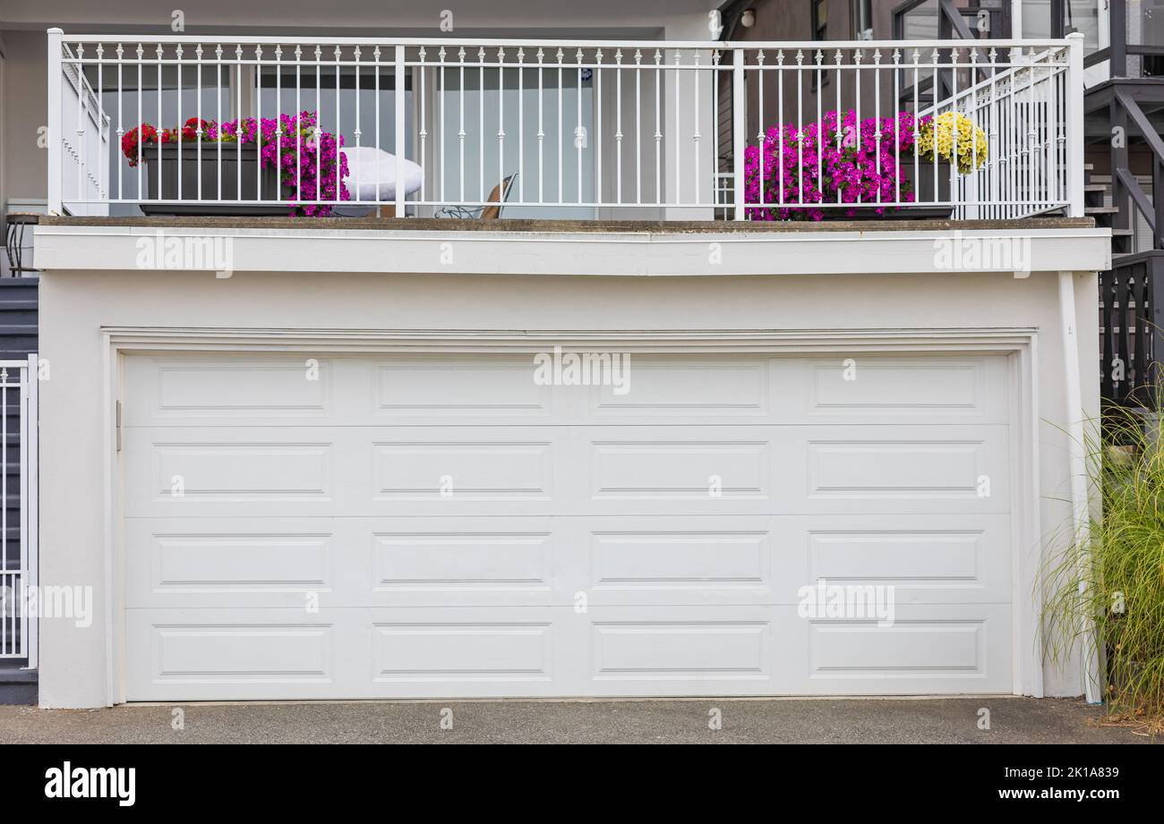Garage door in a luxury house. Garage door in Vancouver, Canada. Street