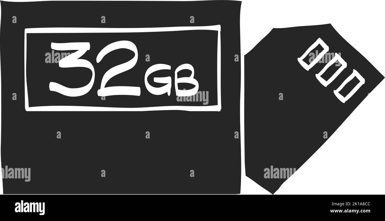 Hand drawn Compact flash and SD card vector illustration Stock Vector