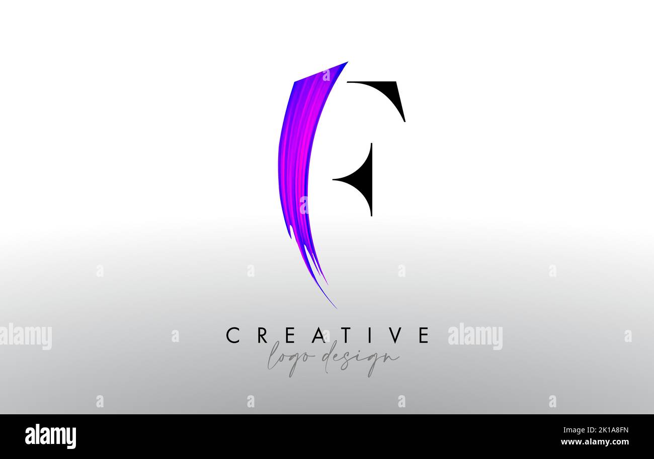 Brush Letter F Logo Design with Creative Artistic Paint Brush Stroke ...
