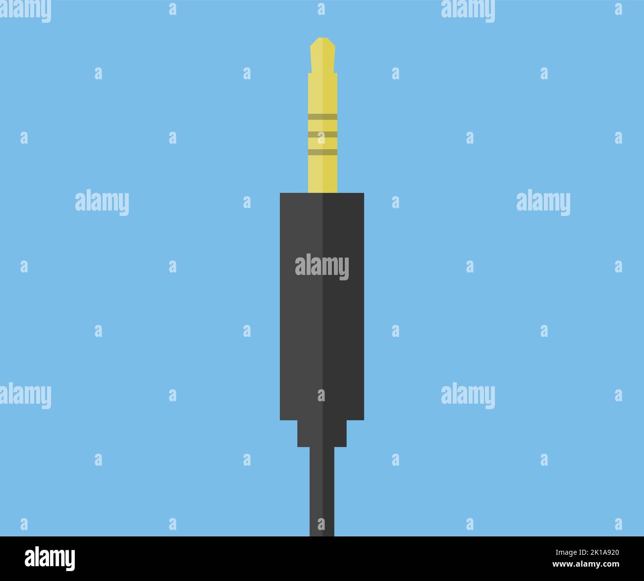 Jack cable icon, Audio jack 3.5 mm logo design. Black stereo audio cable, Audio cable for connection sound equipment. vector design and illustration. Stock Vector