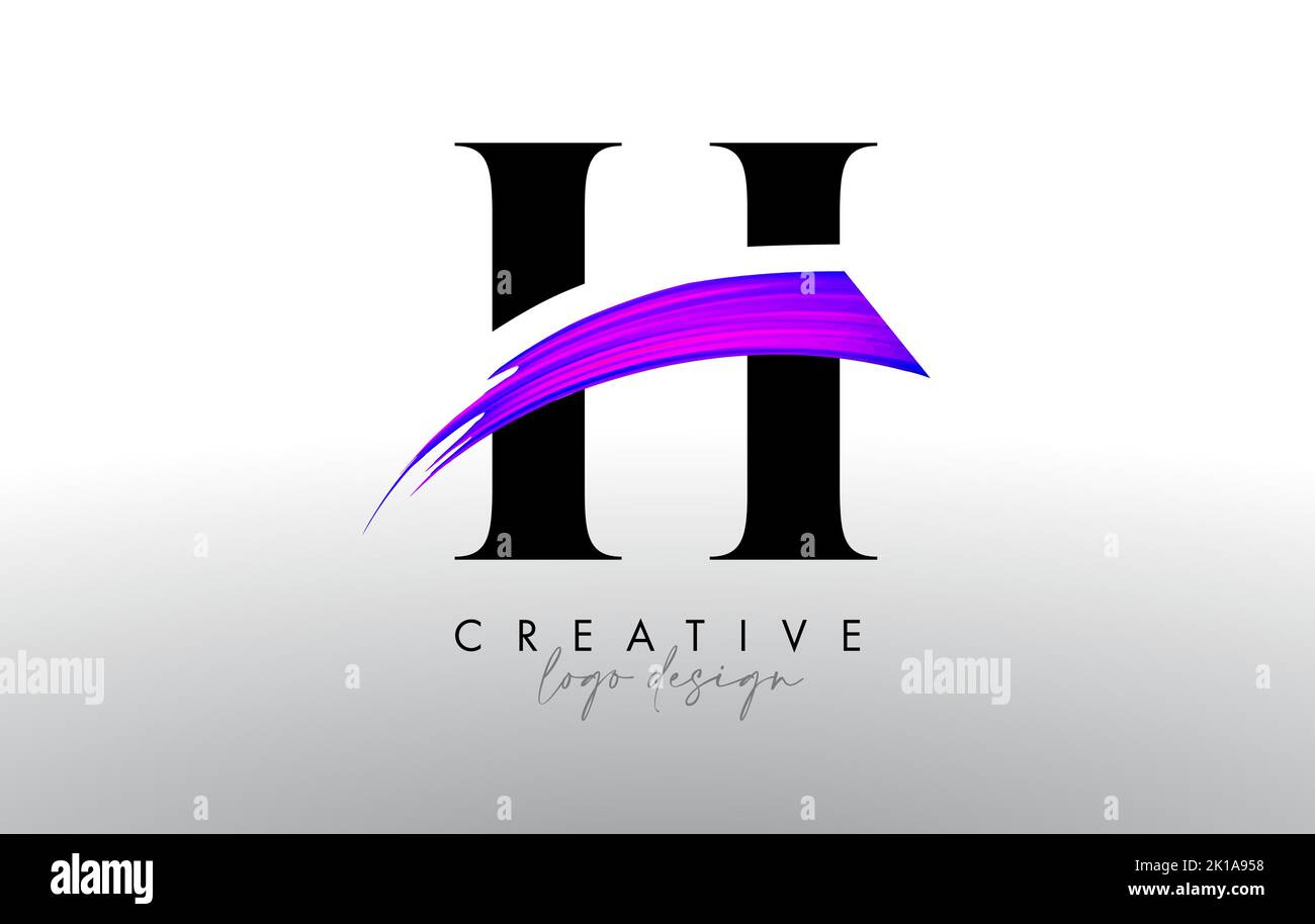 Brush Letter H Logo Design with Creative Artistic Paint Brush Stroke ...