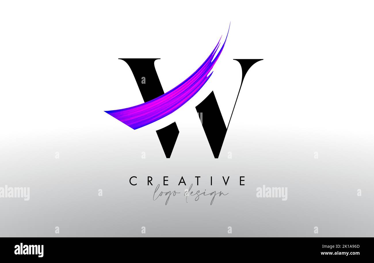 Brush Letter W Logo Design with Creative Artistic Paint Brush Stroke ...