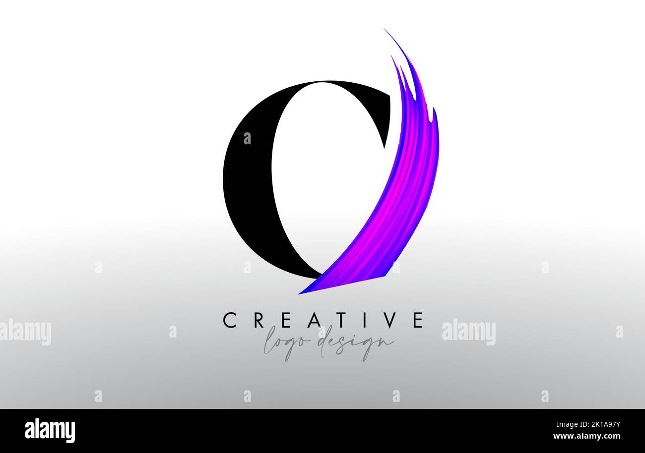 Brush Letter O Logo Design with Creative Artistic Paint Brush Stroke ...