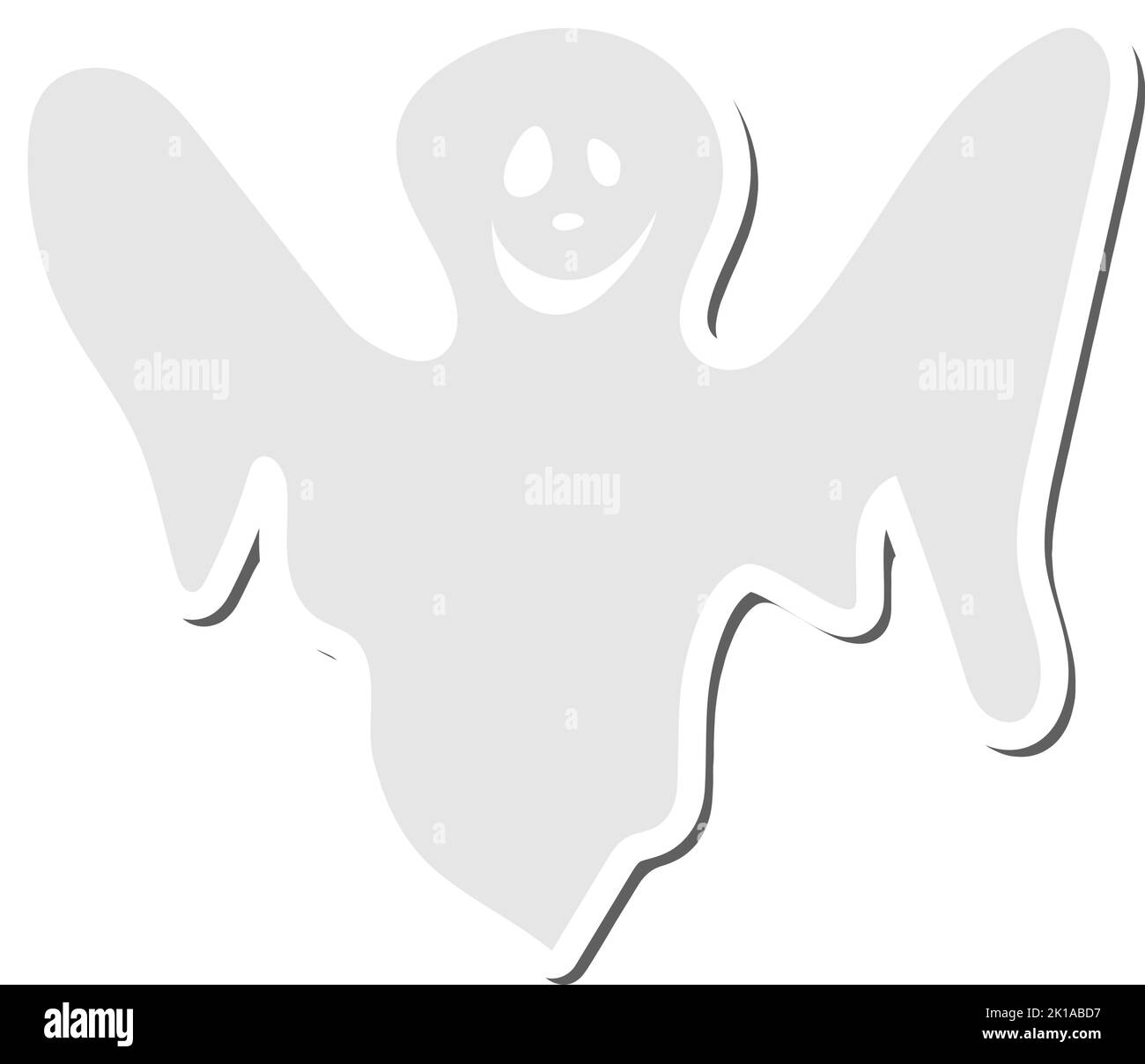 Halloween Holiday Sticker With Shadow Element. Ghost Over White Background for Creating Halloween Designs.  Vector illustration. Stock Vector