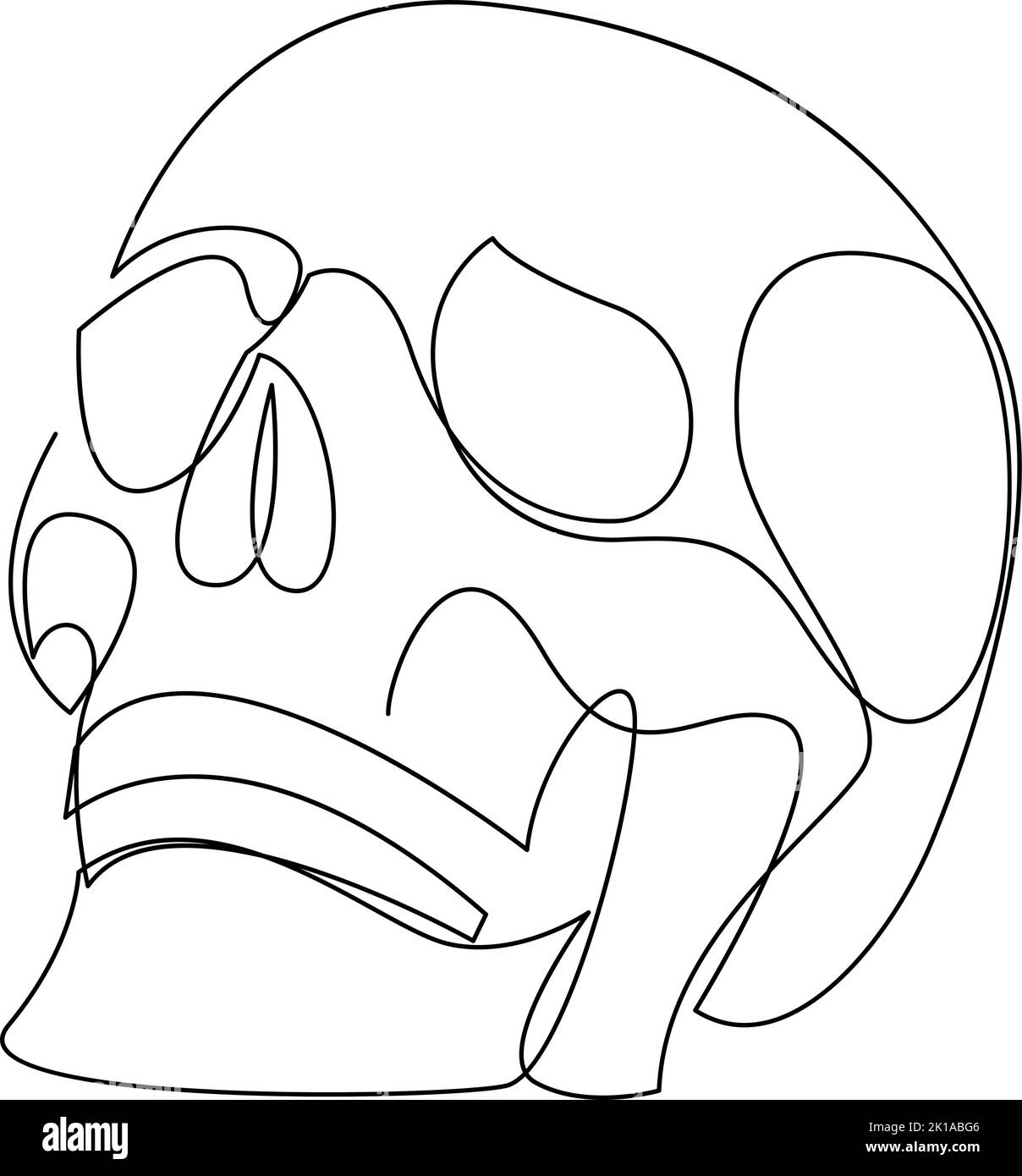 Human skull one line drawing. Single continuous line style. Vector illustration Stock Vector