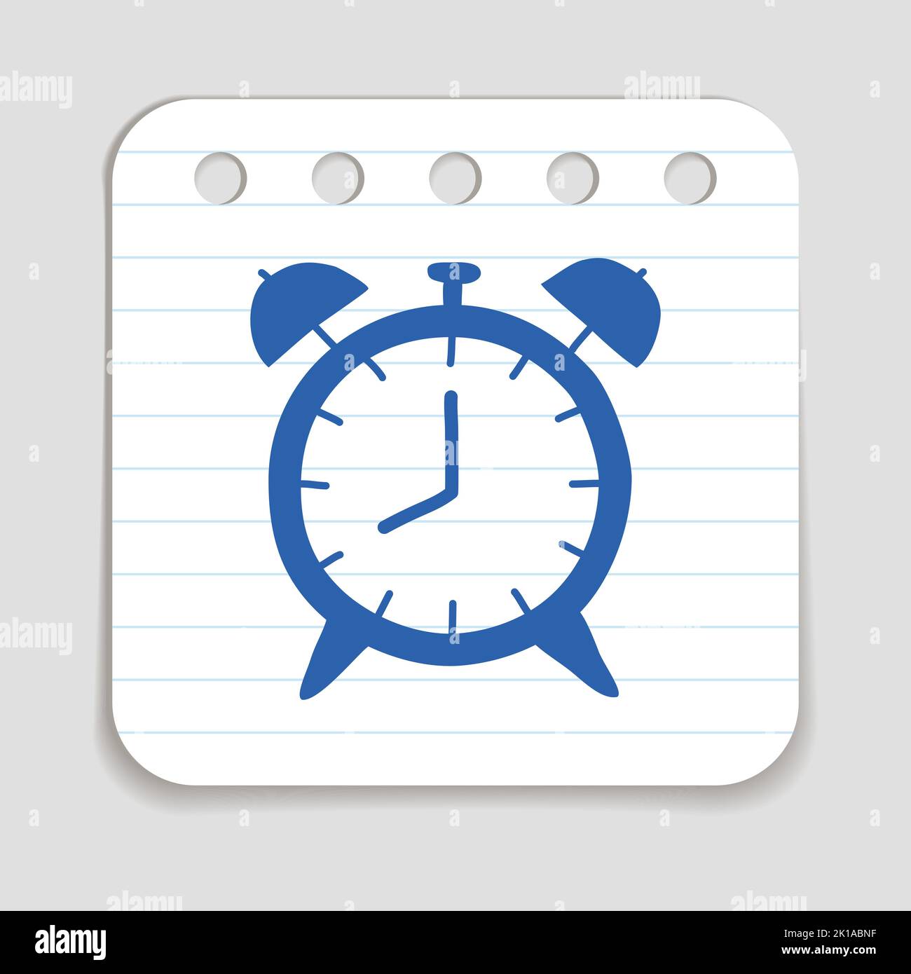 Doodle Alarm Clock icon. Blue pen hand drawn infographic symbol on a ...