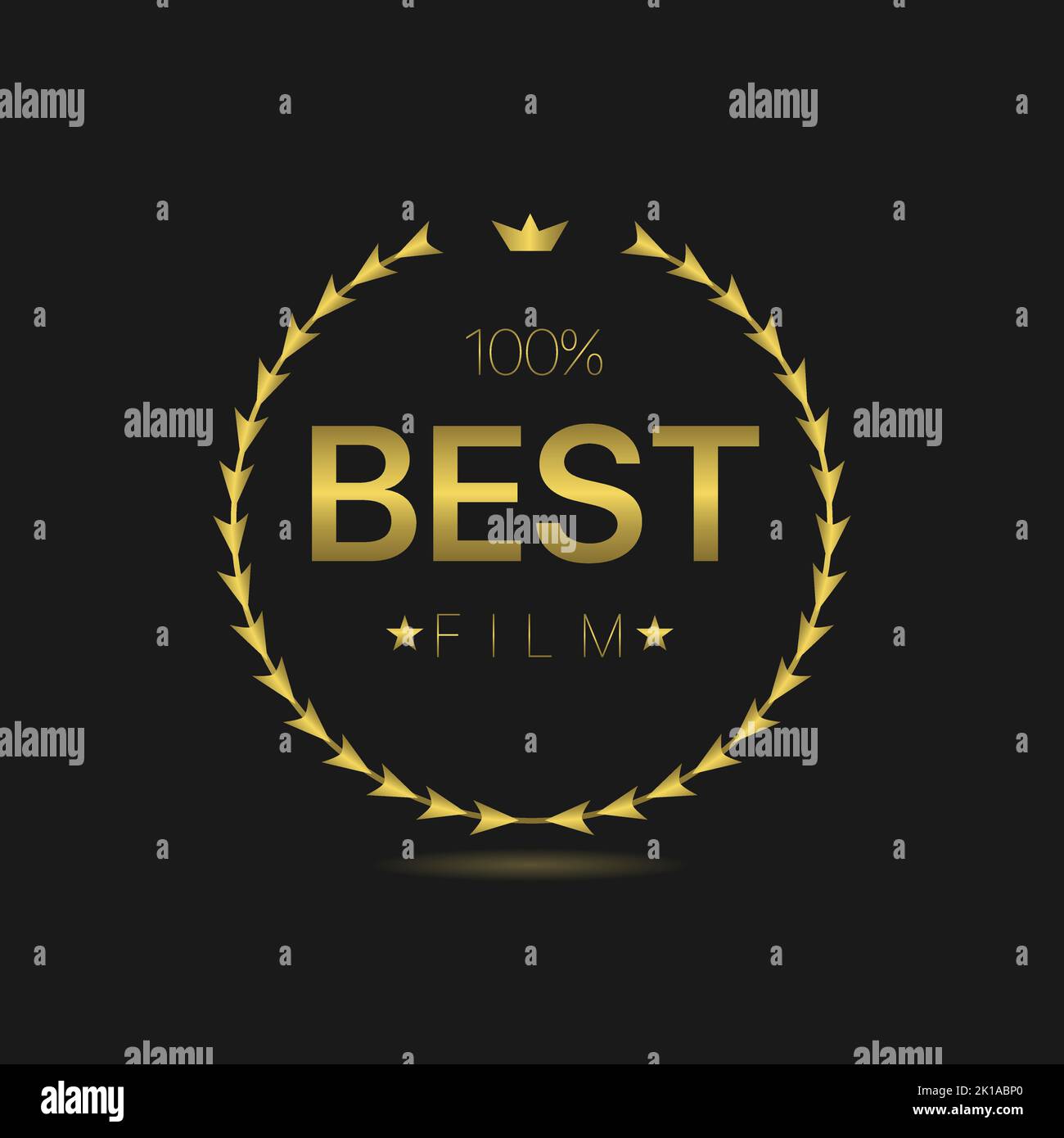 Best film golden laurel wreath label Stock Vector