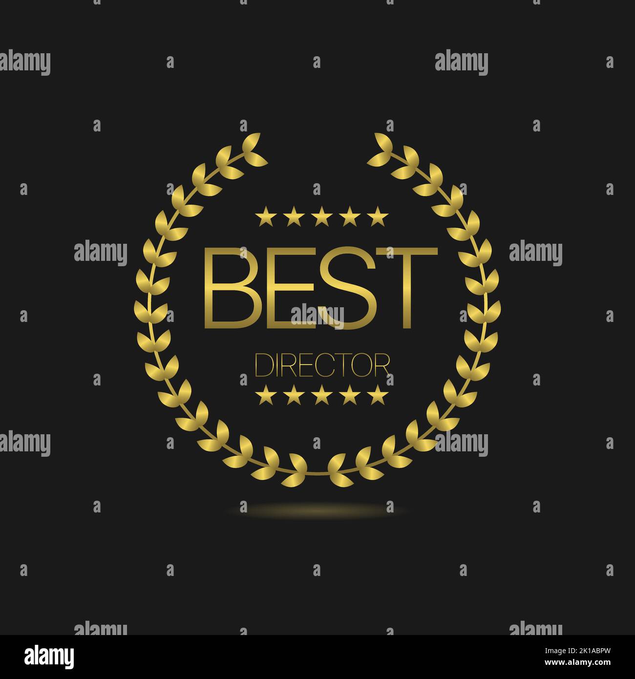 Best director golden laurel wreath label Stock Vector