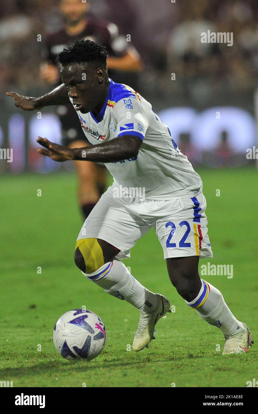 Napoli, Italy. 16th Sep, 2022. Lameck Banda player of Lecce, during the match of the Italian Serie A league between Salernitana vs Lecce final result, Salernitana 1, Lecce 2, match played at the Arechi stadium. Napoli, Italy, 16 September, 2022. (photo by Vincenzo Izzo/Sipa USA) Credit: Sipa USA/Alamy Live News Stock Photo