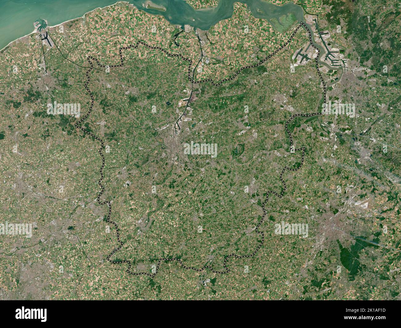 Oost-Vlaanderen, province of Belgium. High resolution satellite map Stock Photo