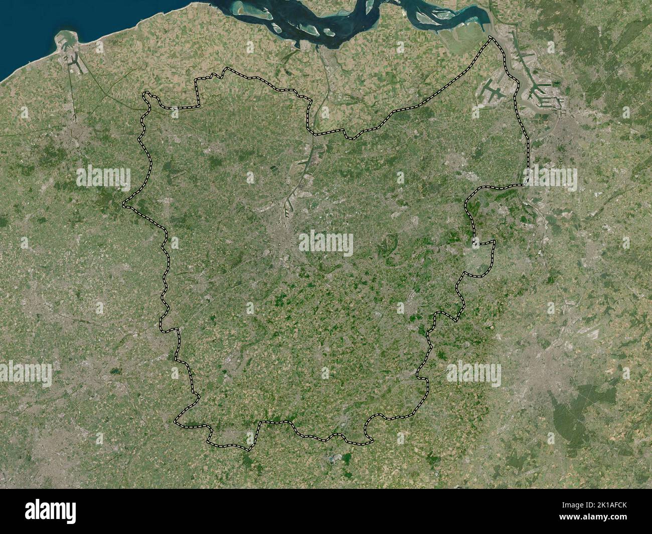 Oost-Vlaanderen, province of Belgium. Low resolution satellite map Stock Photo