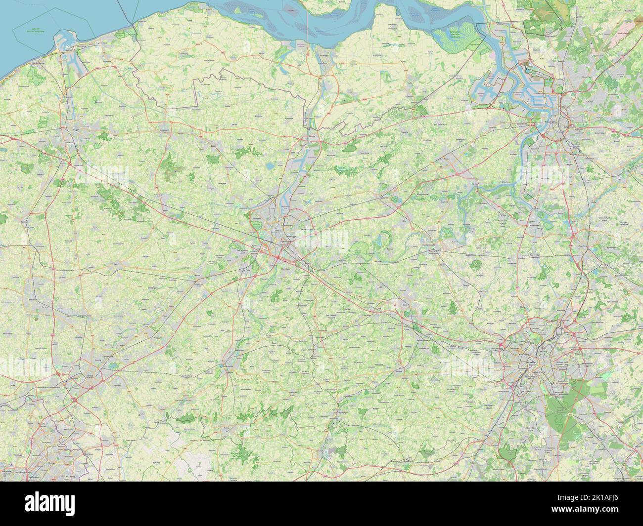 Oost-Vlaanderen, province of Belgium. Open Street Map Stock Photo