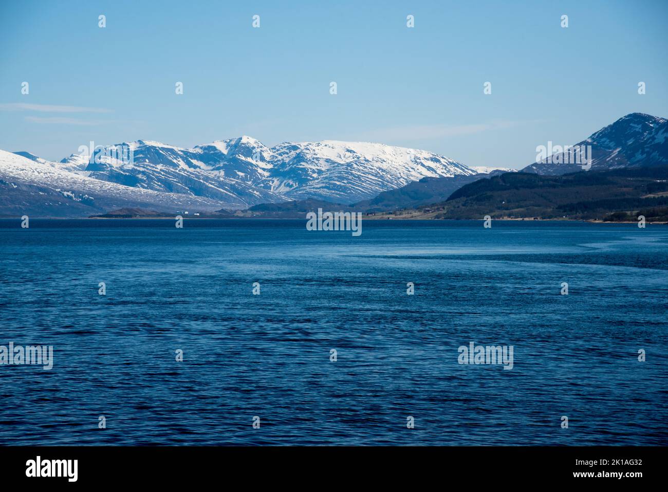 Ranfjorden is fjord at Helgelands coast in Nordland county in central Norway. Stock Photo