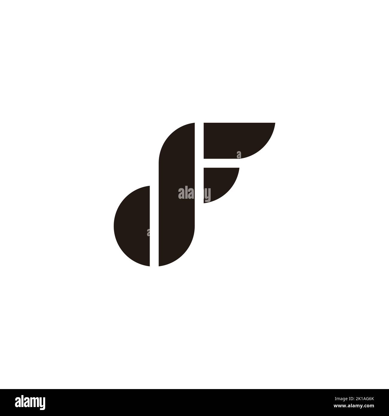 letter df wings curves geometric logo vector Stock Vector