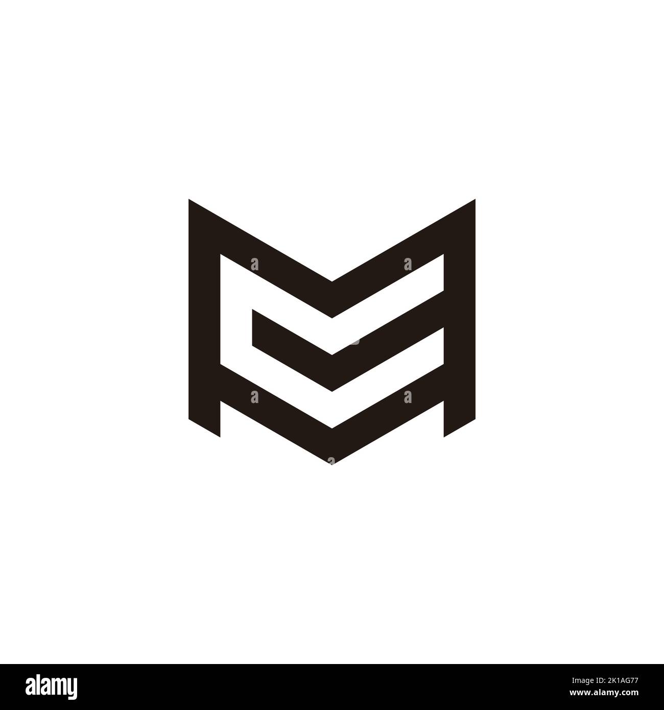 letter mc geometric negative space logo vector Stock Vector