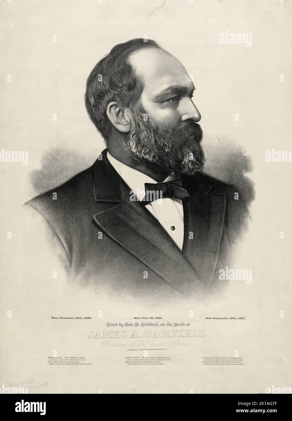 A portrait of US President James Garfield. Garfield was the 20th president of the USA, and the second to be assassinated. Stock Photo