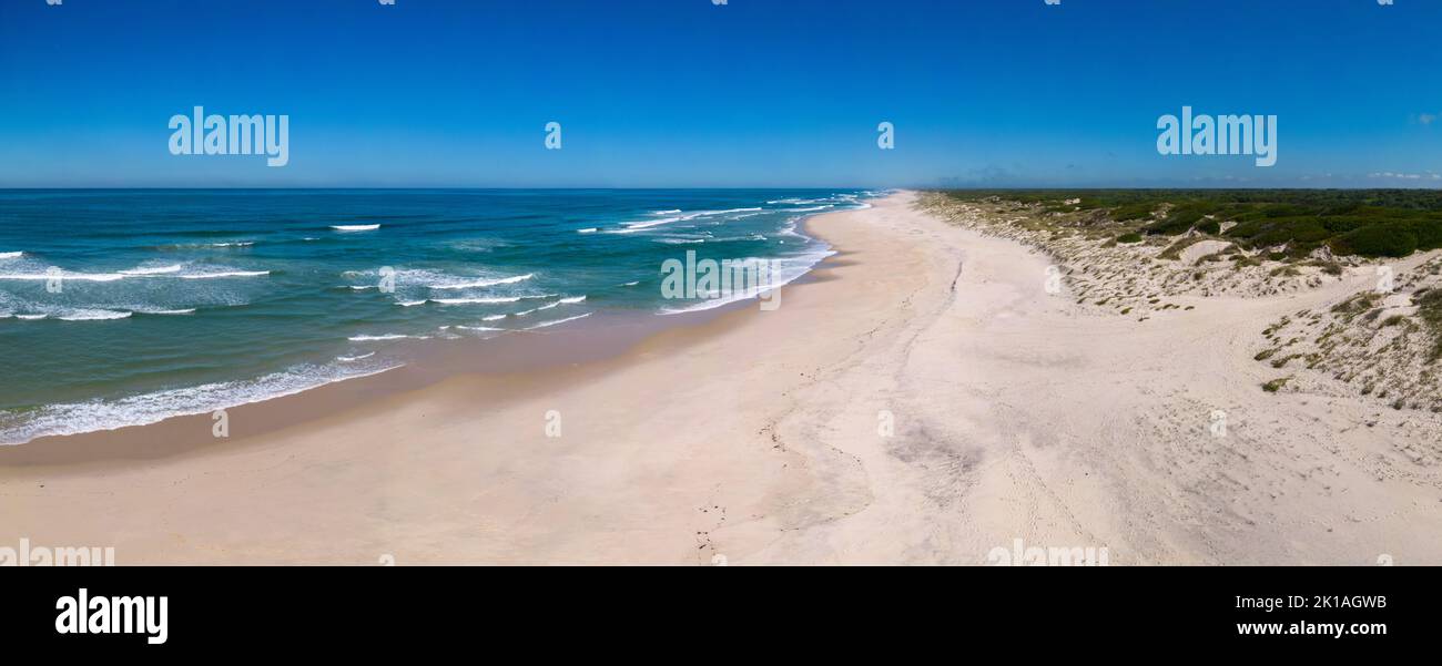 Torreira beach in Murtosa, Aveiro Portugal. Aerial view Stock Photo