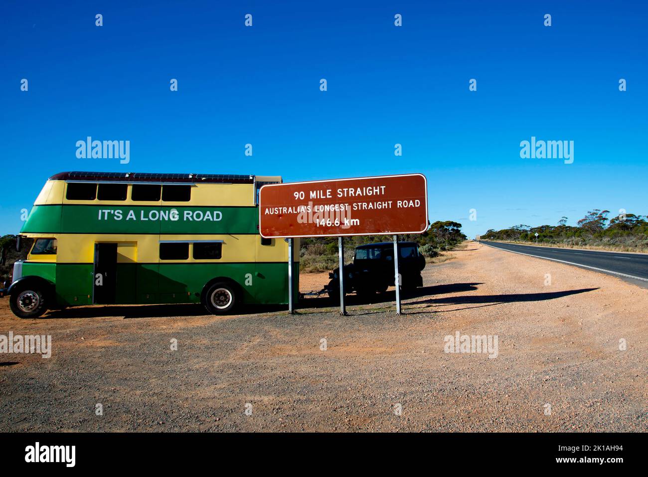 The Longest Straight Road in Australia Stock Photo