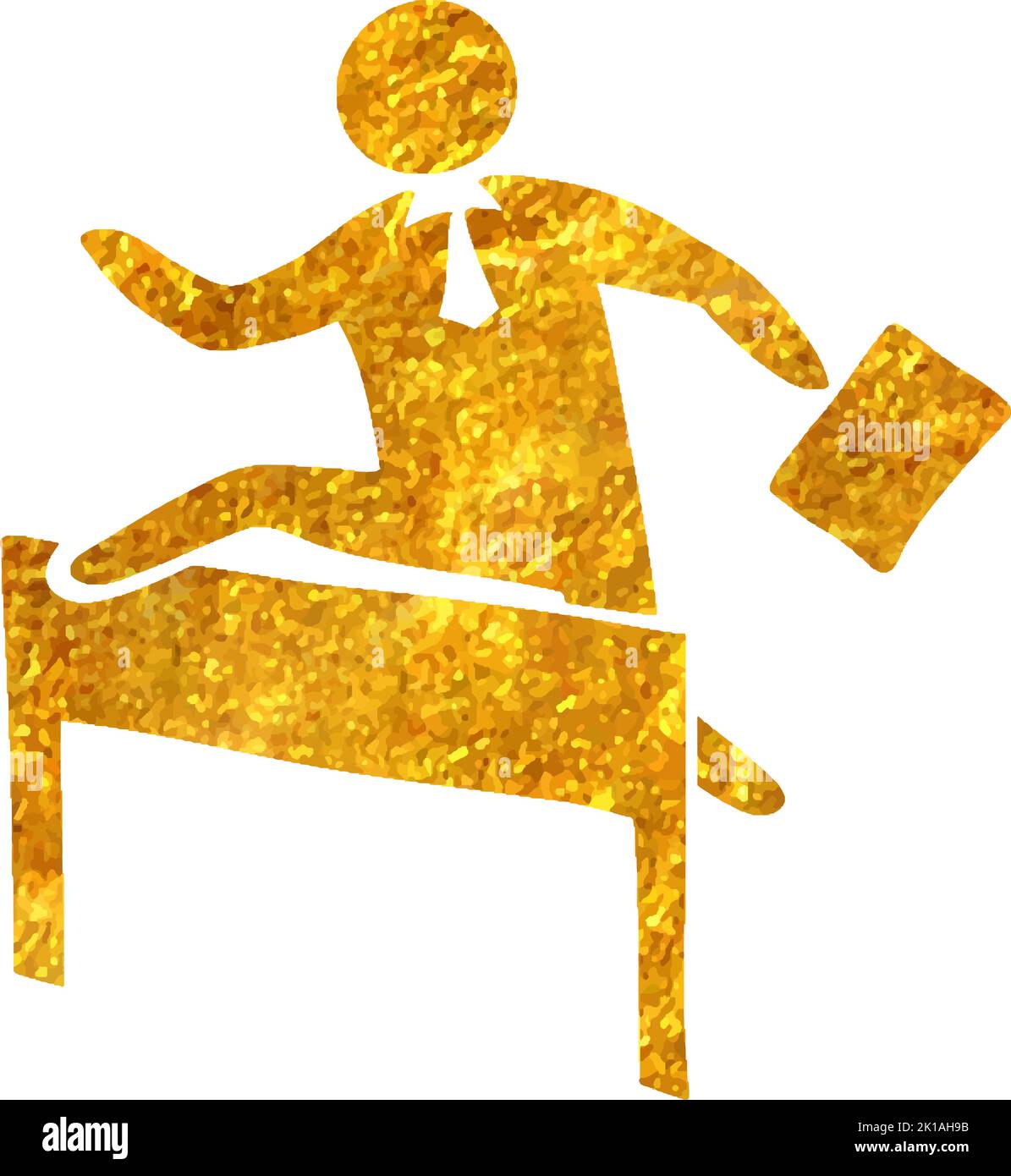 Hand drawn Businessman challenge icon in gold foil texture vector ...
