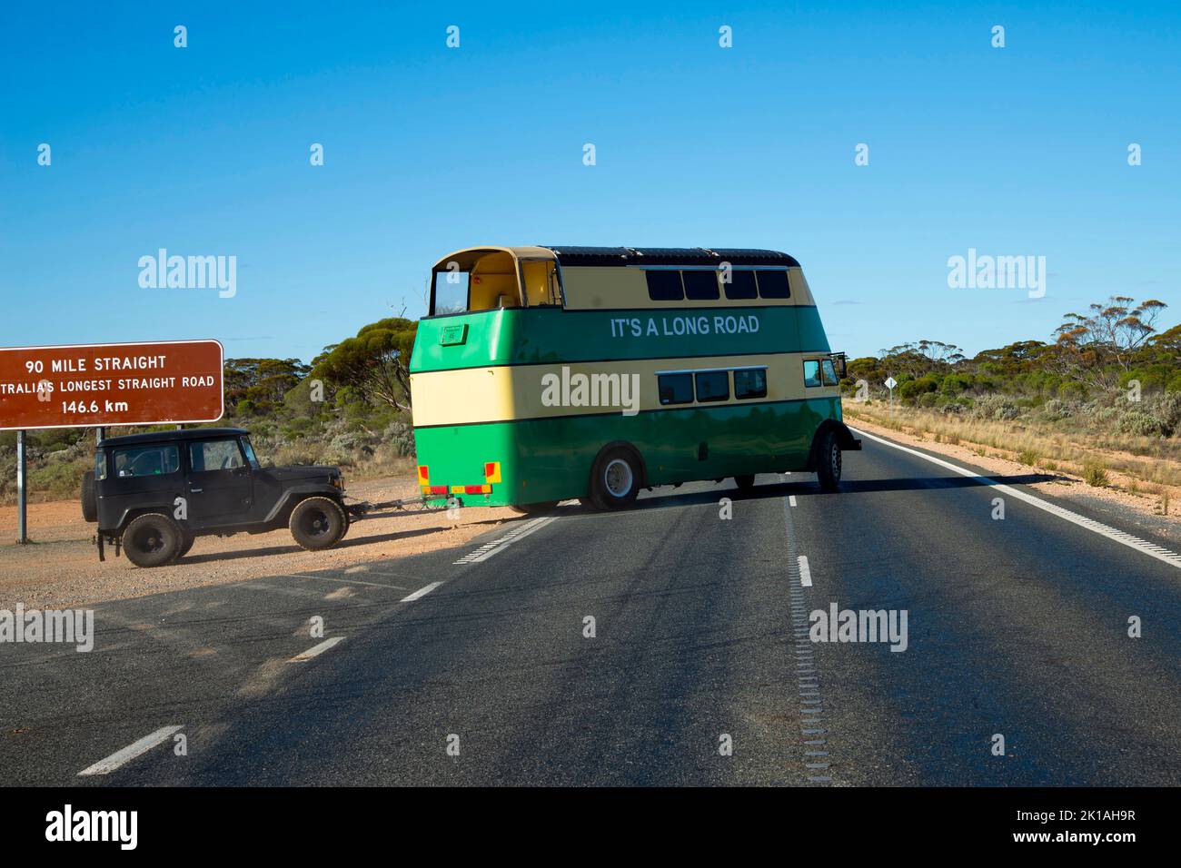 The Longest Straight Road in Australia Stock Photo