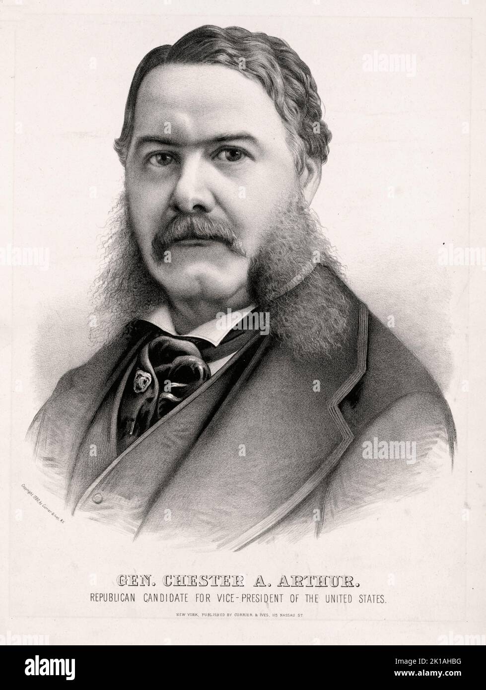A portrait of US President Chester Arthur, who was the 21st president of the USA. He took office after the death of president James Garfield, who died two months after being shot by Charles Guiteau Stock Photo