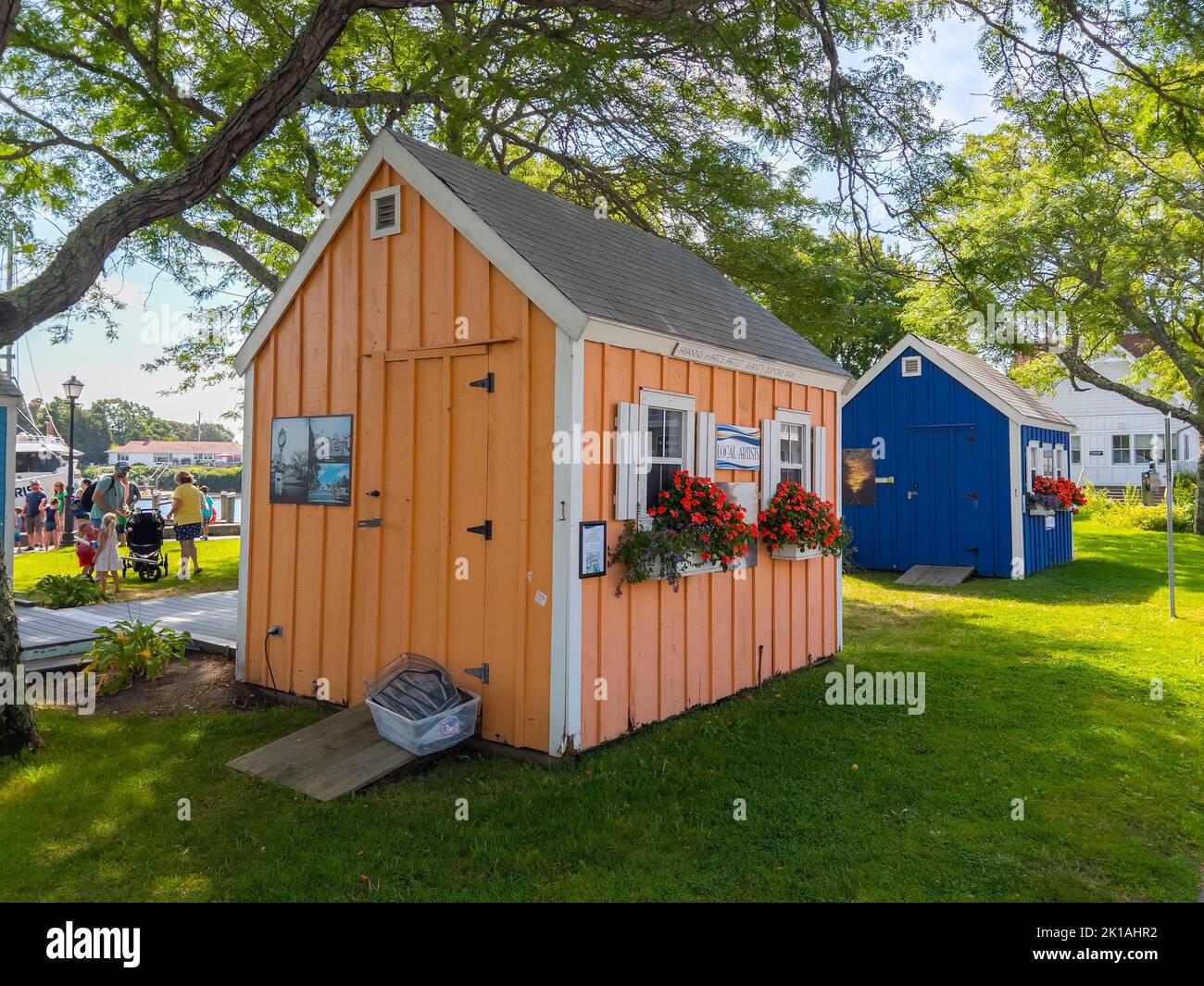 Artist Shanties at Bismore Park at Hyannis Port in town of Barnstable, Cape Cod, Massachusetts MA, USA. Stock Photo