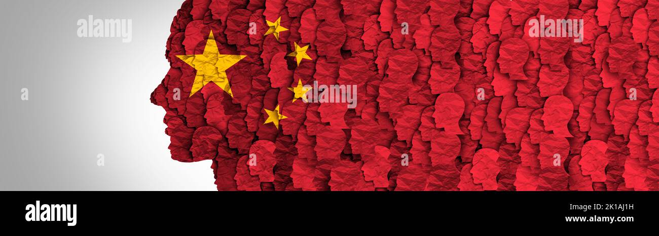 China workforce and Chinese economic power symbol of Asia and the world as a symbol for Beijing and global business in a 3D illustration style. Stock Photo