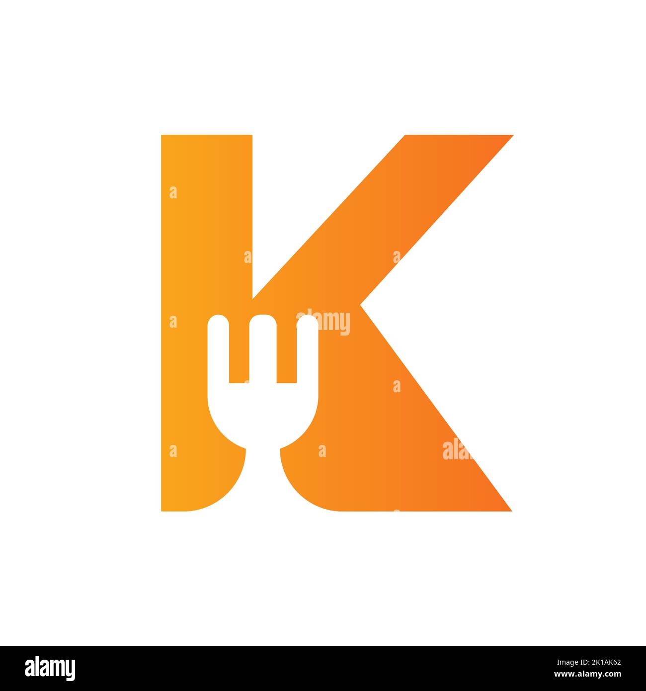 Letter K Restaurant Logo Combined with Fork Icon Vector Template Stock ...