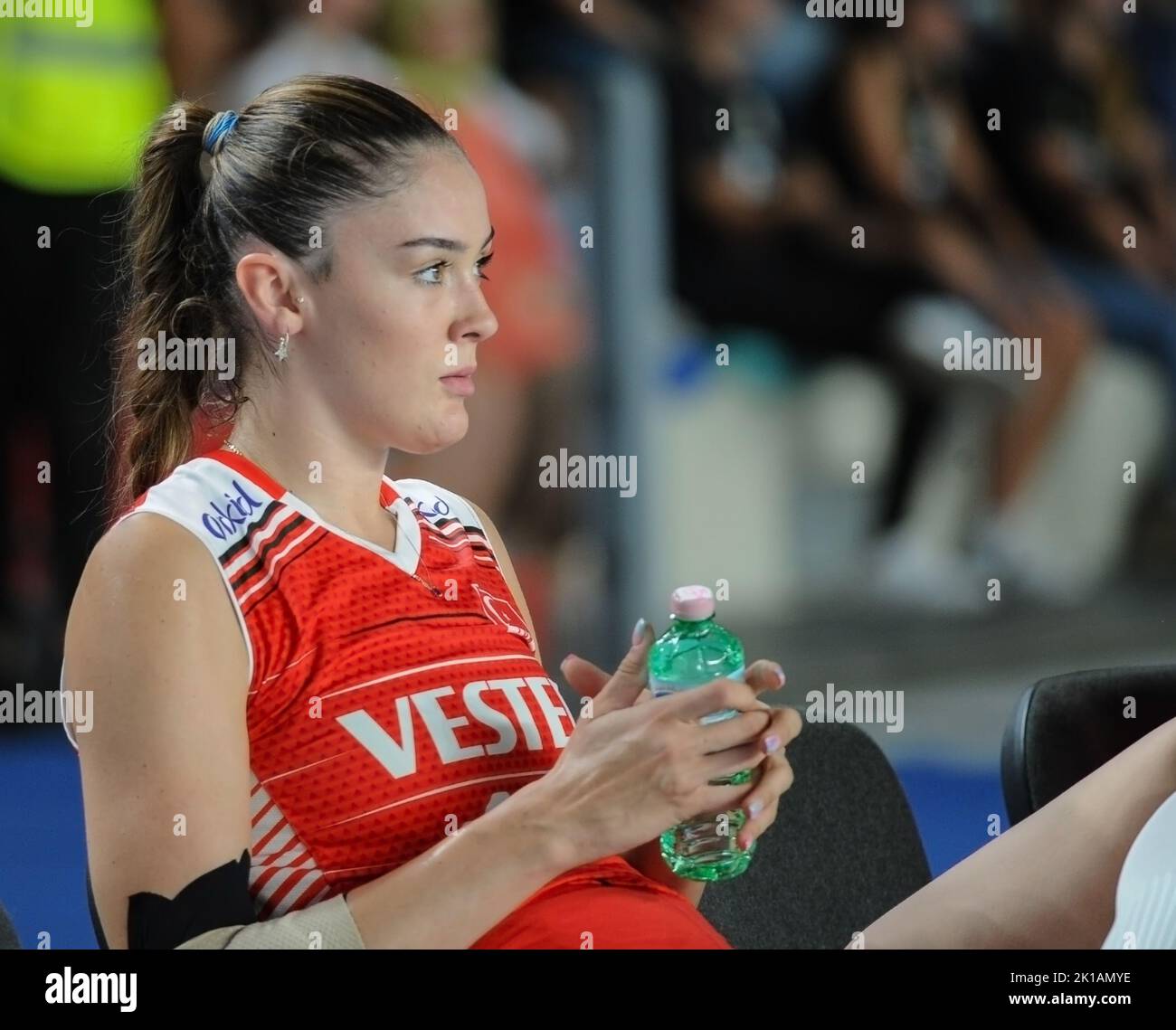 Naples, Italy. 16th Sep, 2022. Zehra Gunes, the talented Turkish volleyball player at the DHL test match tournament in Naples. (Photo by Bruno Fontanarosa/Pacific Press) Credit: Pacific Press Media Production Corp./Alamy Live News Stock Photo