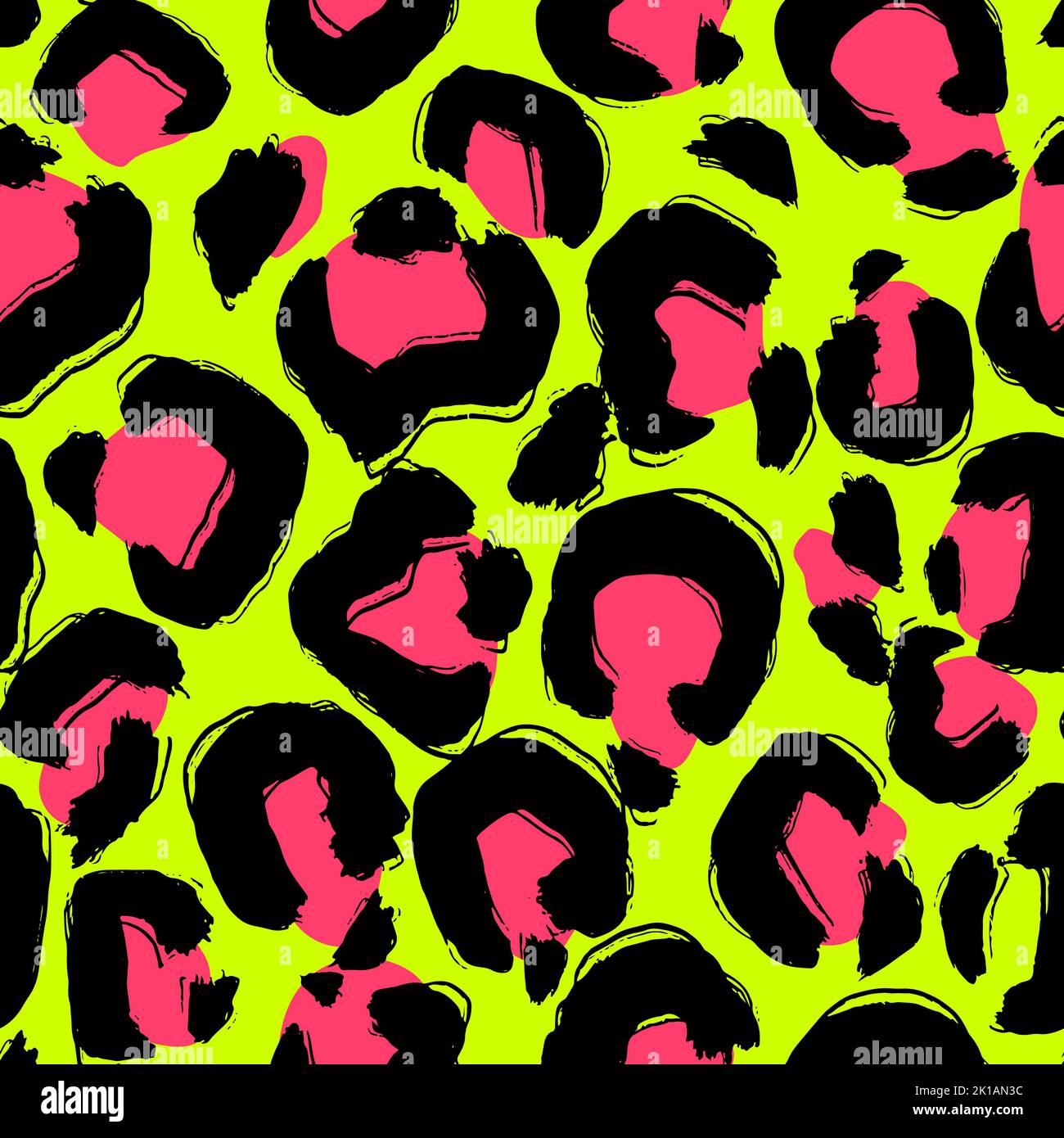 Leopard imitation seamless green and pink pattern. Vector illustration ...