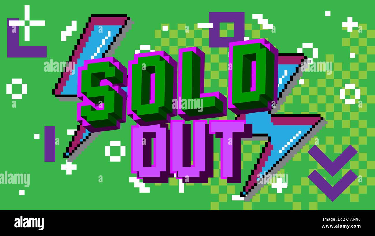 Sold Out. Pixelated word with geometric graphic background. Vector ...