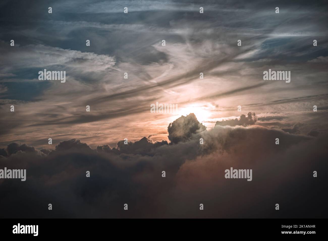 An aerial view of dramatic cloudscape during sunset Stock Photo - Alamy