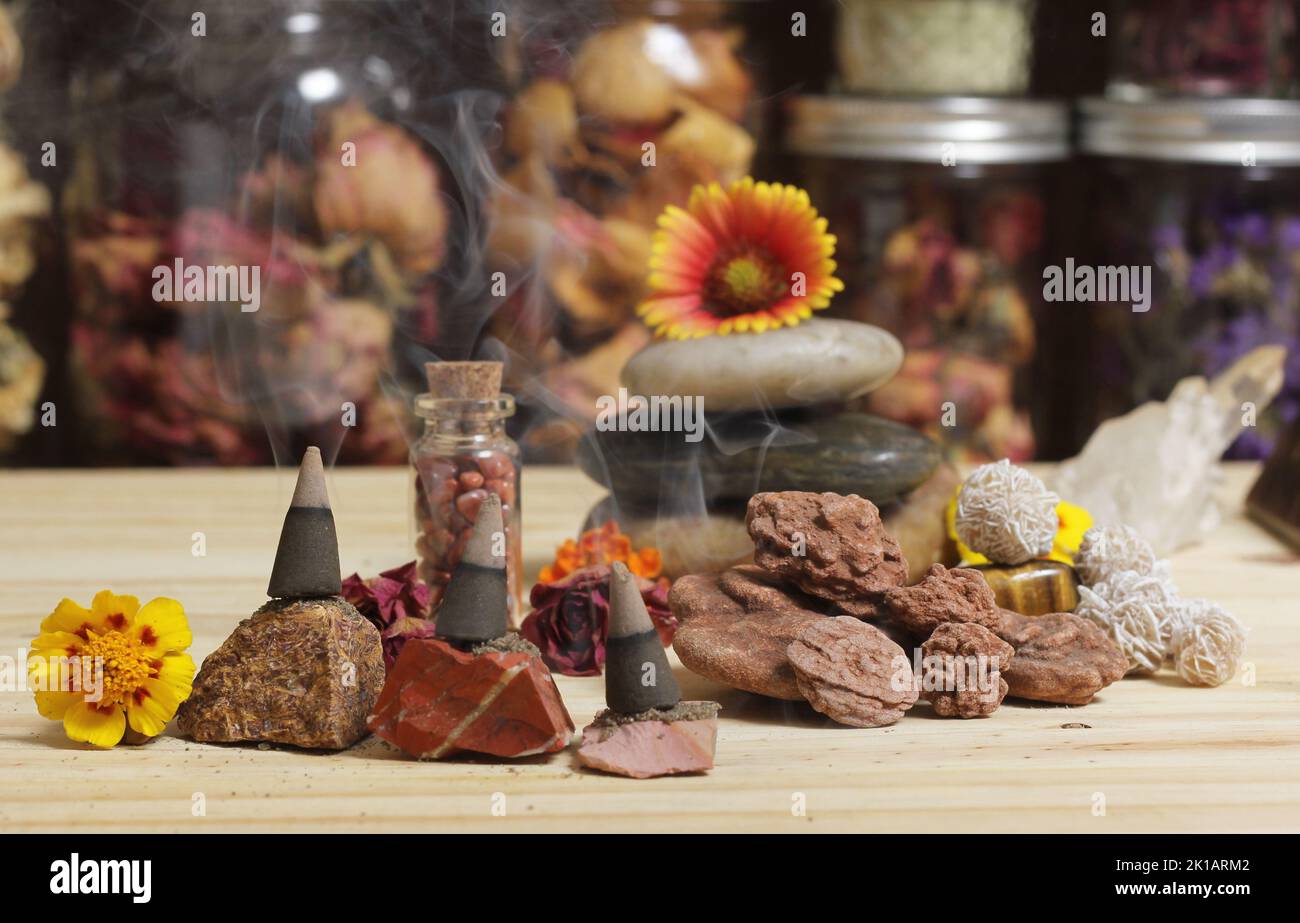 Desert Rose Rocks From Oklahoma on Meditation Altar Stock Photo Alamy