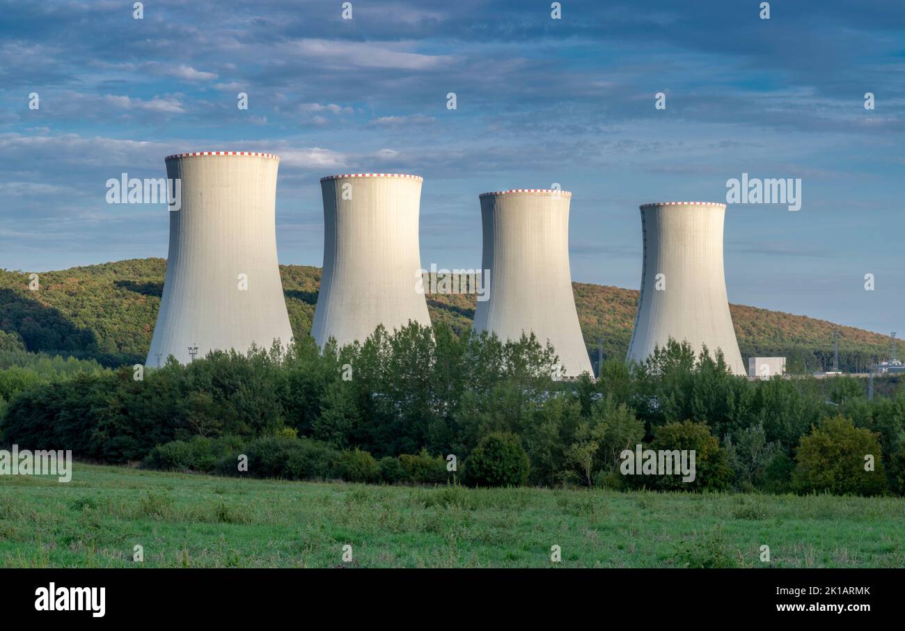 Panoramic view of Nuclear power plant. Nuclear power station. Mochovce. Slovakia. Stock Photo