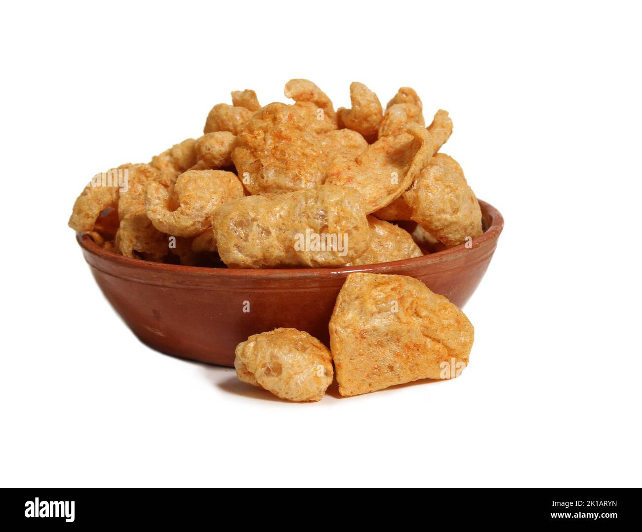 Bowl of Fried Pork Rinds Isolated on White Background Stock Photo Alamy