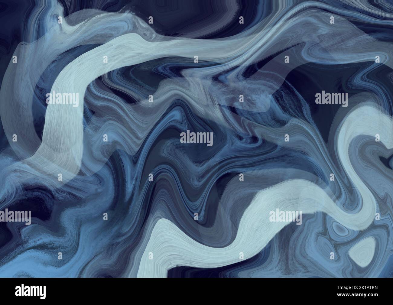 Millennium Winter theme Marble Painting Illustration. Wavy fluid water effect background. Peacock Spruce Slate Blue palette. Backdrop for website head Stock Photo