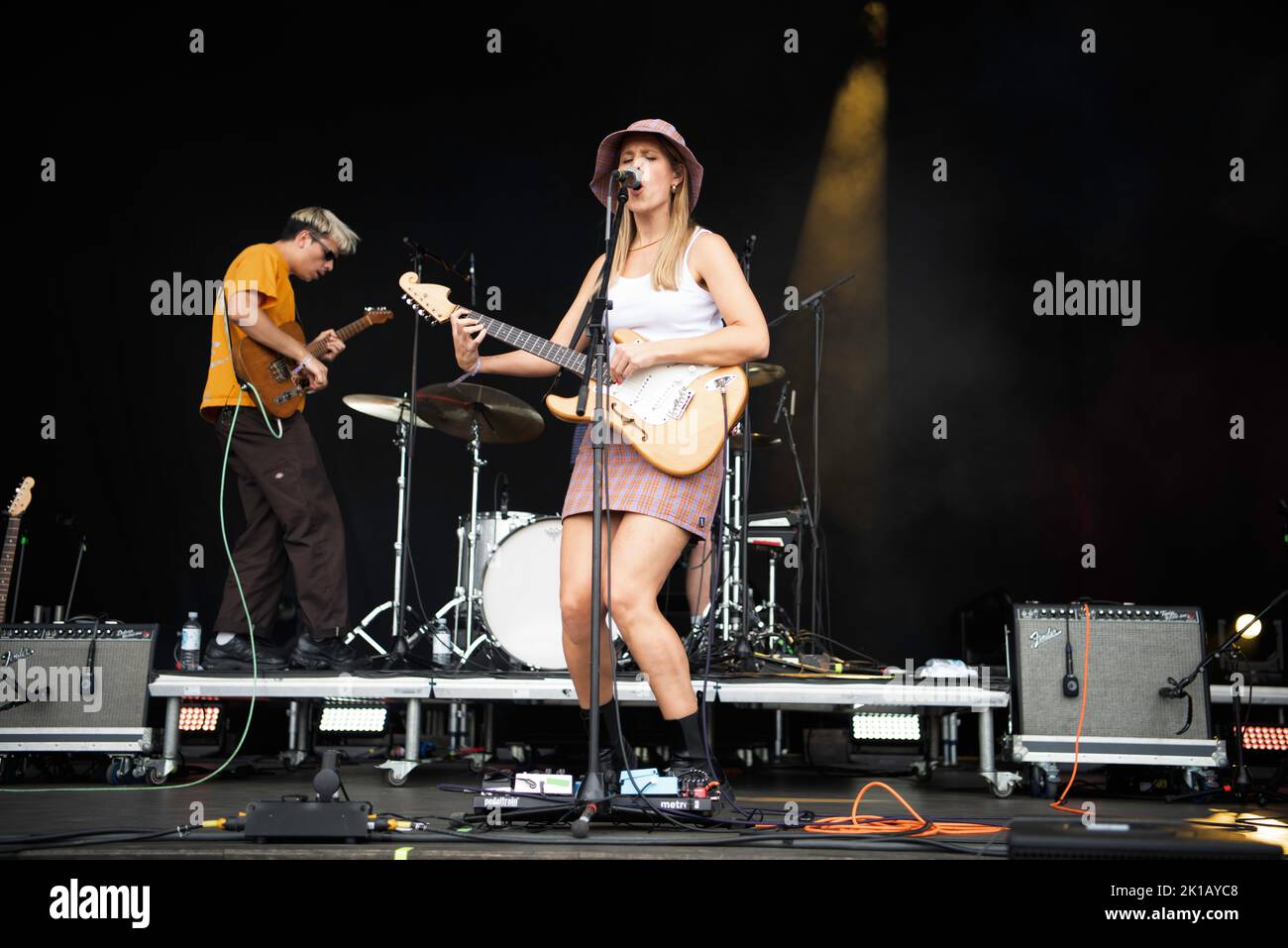 Australian alternative rock trio Middle Kids performing live at the Tempelhof Sounds festival in Berlin, Germany Stock Photo