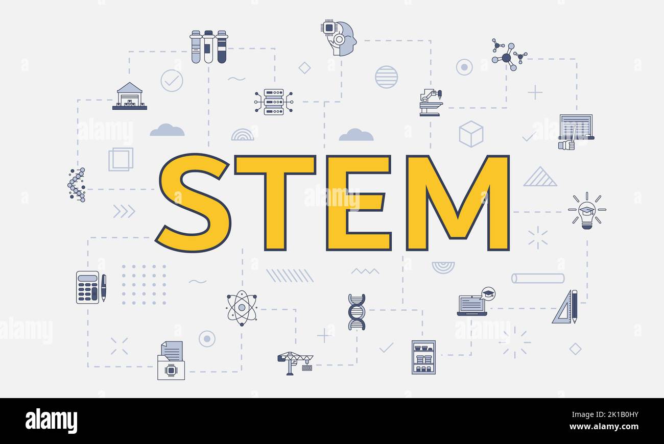 stem science technology engineering math concept with icon set with big ...